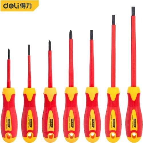 Deli Insulated Screwdriver Set Screw Driver Bit Magnetic Phillips Slotted Screwdrivers Screw For Electrician Hand Tools 1000V