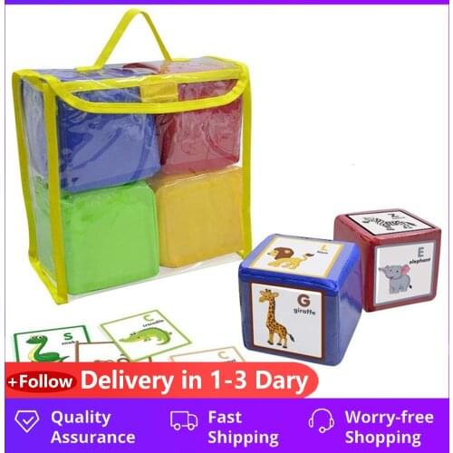 2021 New Hot DIY Education Playing Dice, Pocket Squares ,Photo Pocket Foam Stacking Blocks - Set Of 4