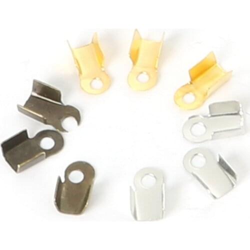 High Quality 1000pcs/lot Cord Crimp End Caps for Necklace Bracelet Velet Ropes Cords Connectors Clasp,DIY Jewelry Findings