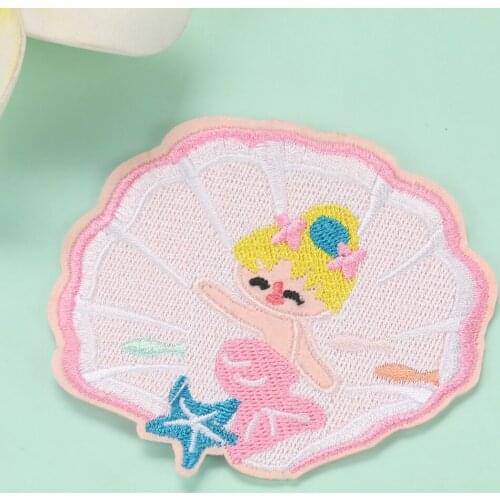Graceful Mermaid Embroidery Cloth Sticker Self-adhesive DIY Clothing Bag Hat Decoration Patch Childrens Clothing Accessories