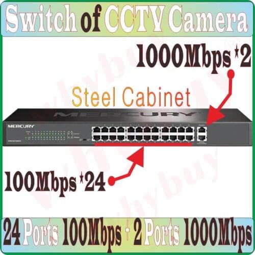 2 ports 1000M, 24 ports 100M, 26 Ports Switch Plug&Play NVR Camera Network Switch Desktop Ethernet Network Switch of CCTV Camera