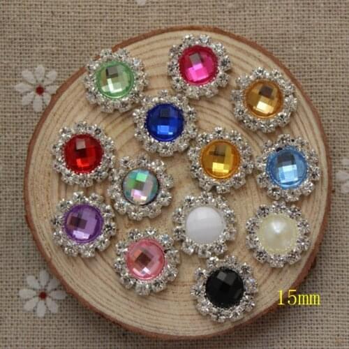 10pc 17 color15mm SALE Beautiful ivory Rhinestone pearl Button,Wedding dress hair decoration,high quality and reasonable price
