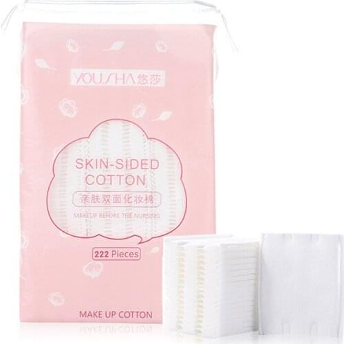 222 Pcs Thickened Cosmetic Cotton in Bag Makeup Remover Double Side Fine Cotton Pads Face Cleaning Skin Care Nail Wipes E1013