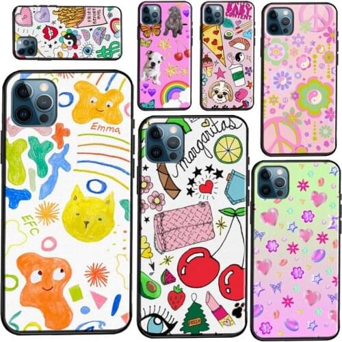 Girly Doodle Funny Art Silicone Case For iPhone 12 11 Pro Max 7 8 Plus SE 2020 12 Mini X XR XS Max Back Cover
