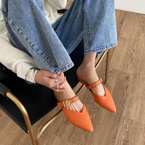 Baotou slipper female pointed flat bottom sandal 2020 summer new versatile wear Muller shoes women sandals slippers