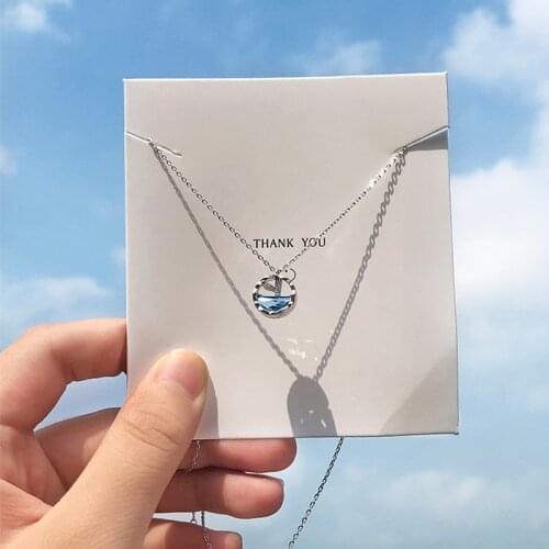 DAWUJAN Mermaid Tears Foam Clavicle Chain 925 Sterling Silver Necklaces Blue Crystal Temperament Pendant Necklace For Women Girl