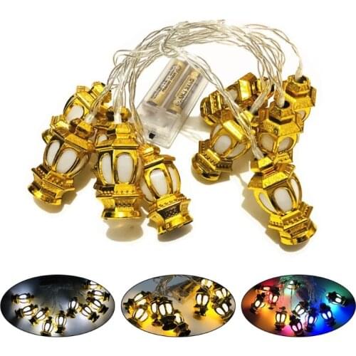 10/20 LED Ramandan Fairy String Lights Mini Kerosene Oil Lamp Battery Operated Hanging Lantern Eid Mubarak Decoration