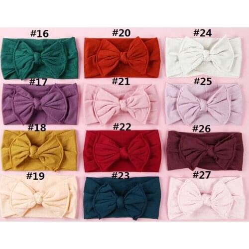 2018 New Arrival 27 Colors Bebe Elastic Soft Nylon Headbands Soild Bow Girls Hair Wraps Kids Cotton Knot Nylon Hair Bands