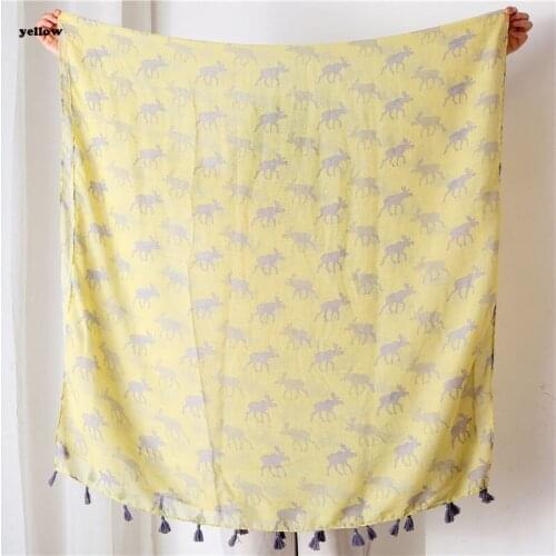 2019 Fashion Newest Women Animal Deer pattern Cotton Tassel Scarf 7Colors 10pcs/lot