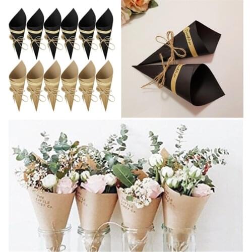 50pc/set Kraft Paper Wedding Tray Confetti Cone Stand Box Tray for Wedding Decoration Wedding Confetti Cones Wedding Paper Cones