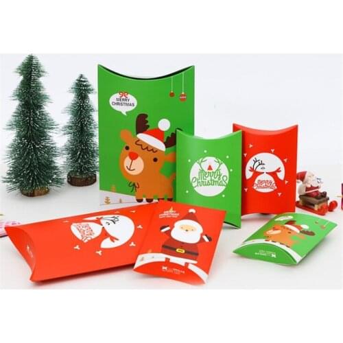 50Pcs/Lot Gift Boxes For Jewellery Santa Claus Christmas Chocolate Pillow Box Wedding Birthday Party Packaging Candy Elk Boxes