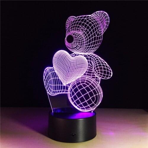 7 Colors 3D Night Light LED USB Table Desk Lamp for Home Bedroom Decor Kids Sleep Lighting Creative Gifts