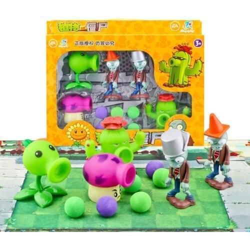 7pcs/lot Plants vs Zombie FigureToy Peashooter Cactus BUCKET ZOMBIE Children Doll Action Figure Model Toy No Box
