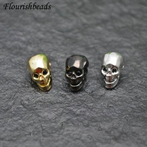 7x12mm Cool Scary Skull Shape Black Color Zircon Eye Metal Beads Chic Jewelry Findings DIY Stuff 20pc/lot