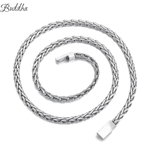 Buddha Necklace 316L Stainless Steel Chain Necklace Width 5.5mm, 60cm Length Round Link Chain Stainless Steel Jewelry Wholesale