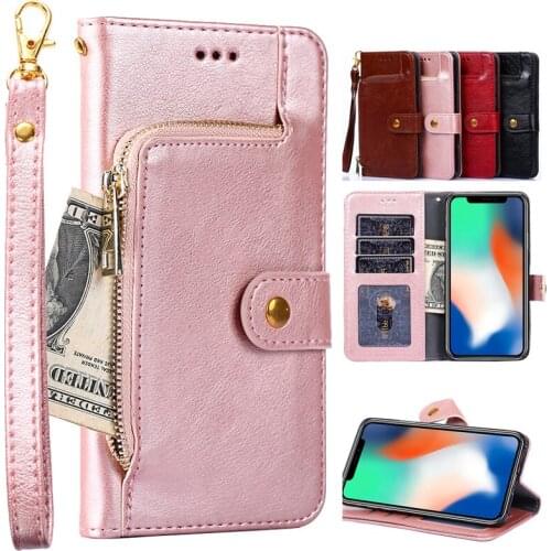 Flip PU leather Zipper Wallet Case for OPPO Realme 1 2 3 Pro X lite cover for OPPO Reno 10X ZOOM Z OPPO F9 F11 Pro F7 F5 F1S