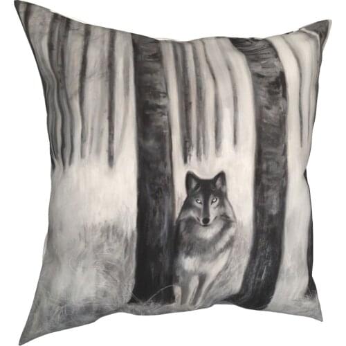 WOLF Fine Art By Laney Art Pillowcase Printing Polyester Cushion Cover Decoration Throw Pillow Case Cover Home Square 45*45cm