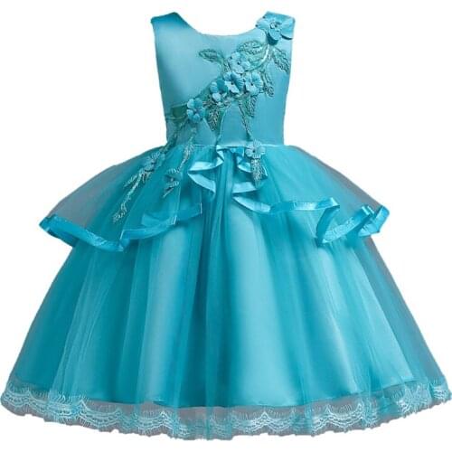 Girls dress princess Lace Gauze flowers New Years dress kids clothes for birthday party christmas Costume wedding Chilren Formal