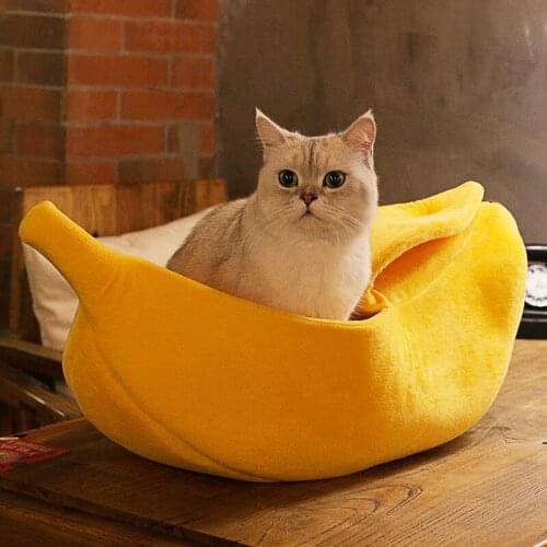 Banana Pet Cat House for Small Medium Dog Cat Bed Banana Shape Dog House Cute Pet Kennel Nest Warm Dog Sofas Cat Sleeping Bed