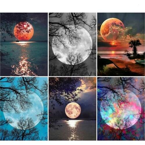 EverShine 5D Diamond Painting Moon Full Drill Square Cross Stitch Diamond Embroidery Landscape Handwork Art Home Decoration