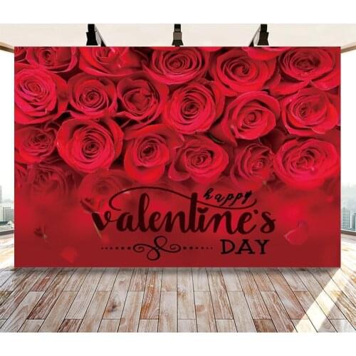 Valentine Backdrop For Party Decoration Rose 3D Flowers Red Photo Background Studio Newborn Valentines Day Prop