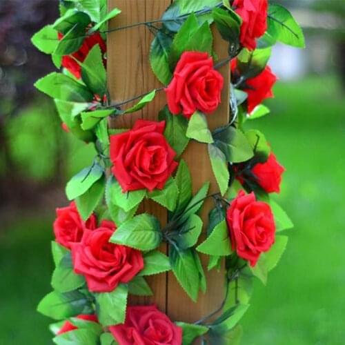 245CM/lot artificial rose vine with Green Leaves For Home Wedding Decoration Fake Rose Vine Flowers diy Hanging Garland