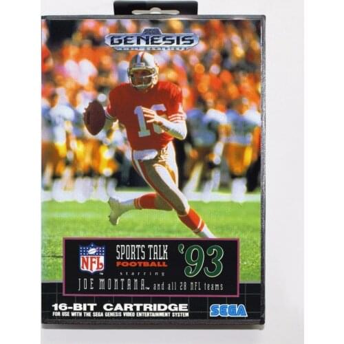 Sports Talk Football '93 Starring Joe Montana Game Cartridge 16 bit MD Game Card With Retail Box For Sega Mega Drive For Genesis