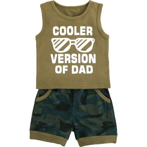 Summer Baby Boy Clothes Set Letter Print Sleeveless Tank Tops + Camouflage Shorts 2Pcs Outfits Infant Children Clothing Suits