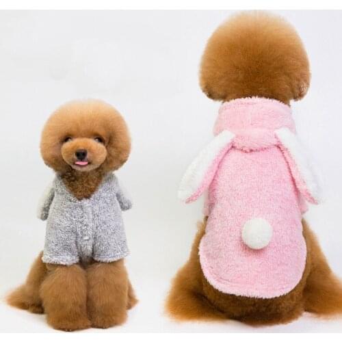 Cute Rabbit Ear Dog Clothes Winter Puppy Small Dog Coat Jacket Soft Fleece Pets Dogs Clothing Chihuahua Yorkshire Teddy Outfit