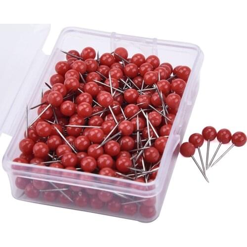100Pcs Mini Push Pins Round Ball Head Map Tacks with Stainless Point for Office Home Crafts DIY Marking Push Pins （Black/Red