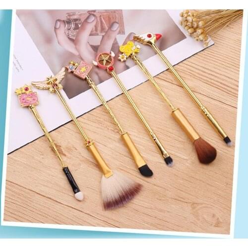 Makeup Brushes Set 6pcs Anime Variety Sakura Metal Makeup Tool Power Eyeshadow Highlight Brushes Mask Breath Wild Eye Pincel
