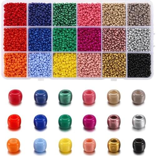 1 Set 3mm Charm Beads Glass Seed Bead Box Set Round Beads for DIY Bracelet Necklace Jewelry Making Supplies 18 Colors 9000pcs