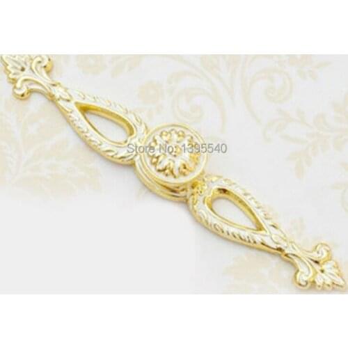 New 2pcs 195mm Vintage Antique Cabinet Closet Handle Knob Euro-Style Golden Palace Wardrobe Knobs Kitchen Cabinet Drawer Handles