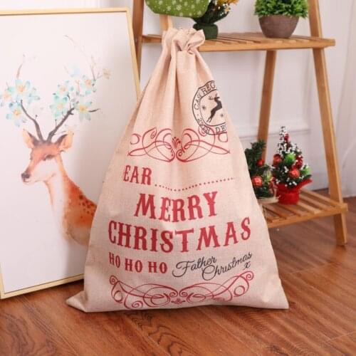 New Christmas Gift 2018 Santa Sacks Drawstring Linen Santa Sack Xmas Canvas Bag Large Santa ClausCandy Bag Gift Bag Handmade