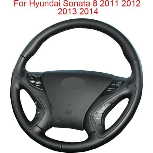 Customized Original Car Steering Wheel Cover For Hyundai Sonata 8 2011-2014 Leather Braid For Auto Steering Wheel Wrap Black