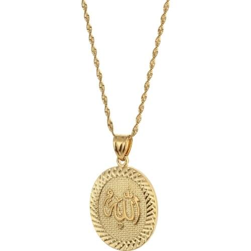 Prophet Muhammad Allah Pendant Necklace Women Men Gold Color Jewelry Middle East Muslim Islamic Arab Ahmed