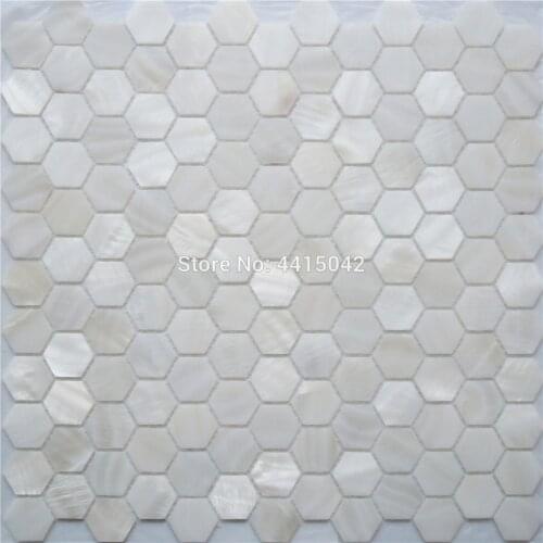 Mother of pearl mosaic tile for home decoration backsplash and bathroom wall tile white hexagon pattern 1 square meter/lot AL075
