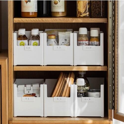 Kitchen Plastic Storage Box Cabinet Tableware Drawer Case Desktop Cosmetic Stationery Snack Organizer Seasoning Bottle Container