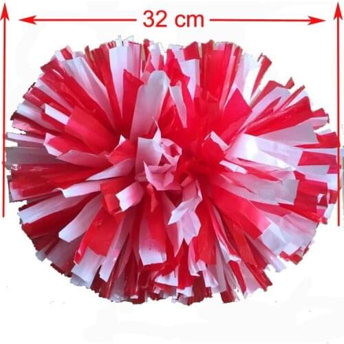 32CM Red + White sports pompoms (2pieces/lot) Cheers pompons Color can free combination please give me message