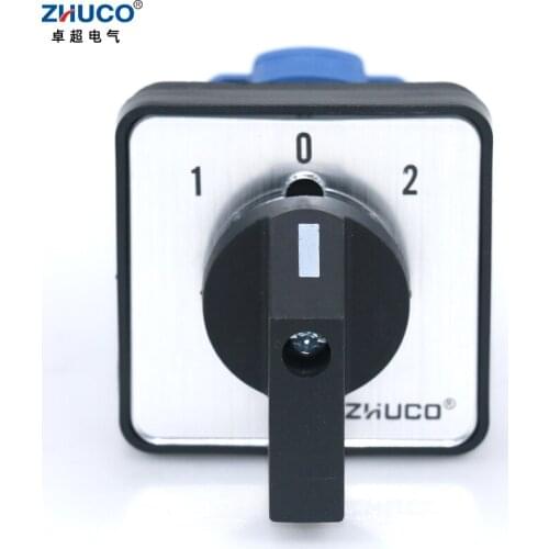 ZHUCO SZW26/LW26-20 20A 660V 1-0-2 One Pole Three Position 64X64 48X48 mm Panel Transfer Rotary Universal Changeover Cam Switch
