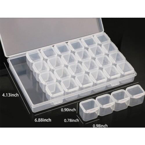 Transparent 28 Compartments Transparent Storage Box Plastic Tins Tools Storage E8BD