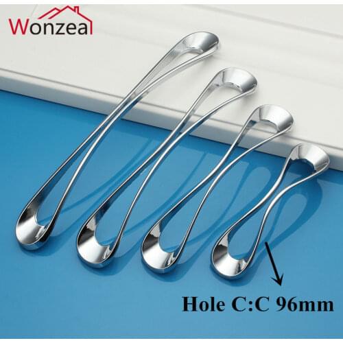 Silver Zinc Alloy Furniture handle drawer pull cabinet door knob for kitchen Hole CC 96mm/128mm/16mm0/192mm/ single knob