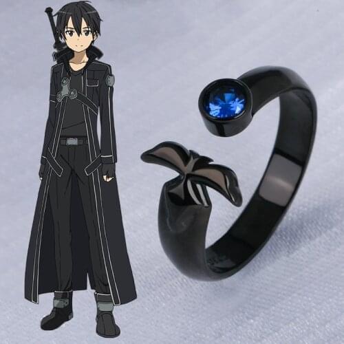 Anime Sword Art Online SAO Alicization Kirigaya Kazuto Kirito S925 Silver Adjustable Finger Ring For Cosplay Jewelry Men Gifts