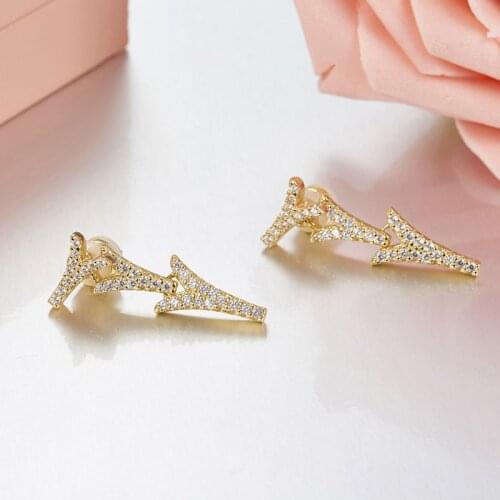 SOELLE Fashion Real 925 Sterling Silver Black Gold 4 Colors Dragon Tail Stud Earrings Micro Cubic Zirconia Stones Women Jewelry