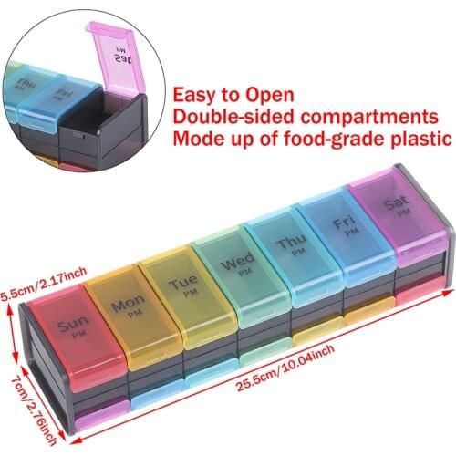 Travel Pill Box Plastic 7 Days Weekly Medicine Storage Organizer Container Drug Tablet Dispenser Independent Lattice Holder