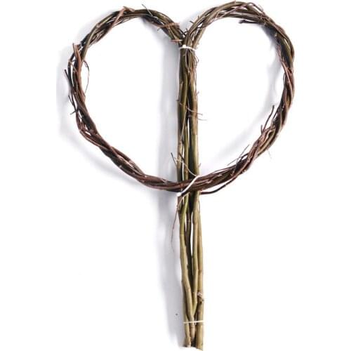 1pc Love Heart Shape Willow Flower Bouquets Wrapping Material Natural Wicker Branches Rattan Wreath DIY Wedding Party Decoration