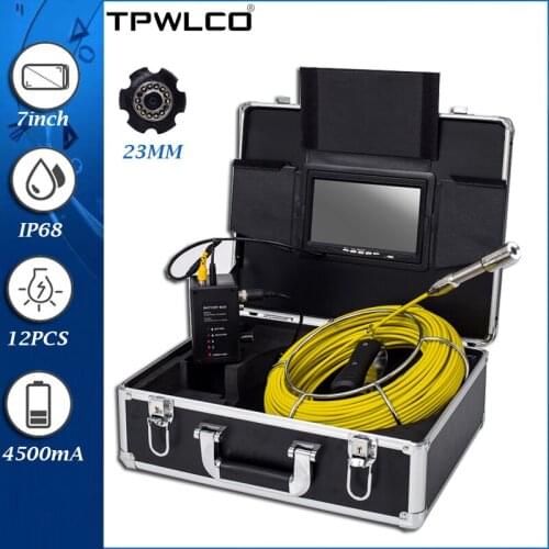Waterproof Industrial Endoscope Inspection System 7" LCD Display 20m 23mm Pipe Inspection Color LED Camera IP68 Waterproof