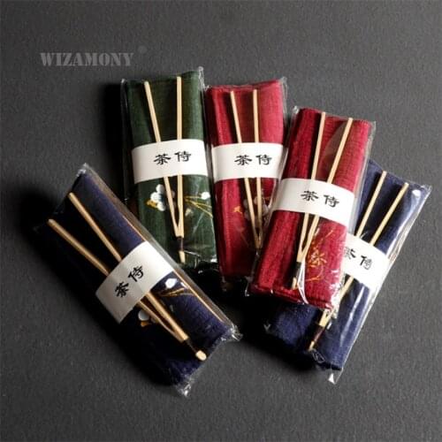 WIZAMONY Purely Handmade tea set bamboo chaze tea spoon Needle set chinese kung fu tea accessories six gentlemen