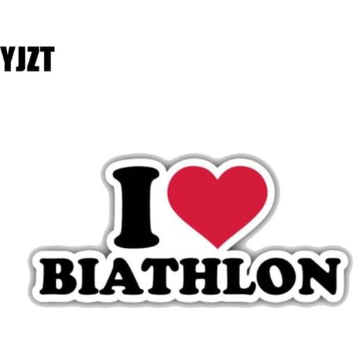 YJZT 12.7CM*5.3CM Personality I Love Biathlon PVC Motorcycle Car Sticker 11-00269