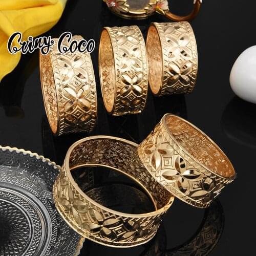 Cring Coco Hawaiian Plumeria Bracelets Trendy Gold Plated Big Bangle Bracelet Female Polynesian Samoa Marshall Jewelry for Women
